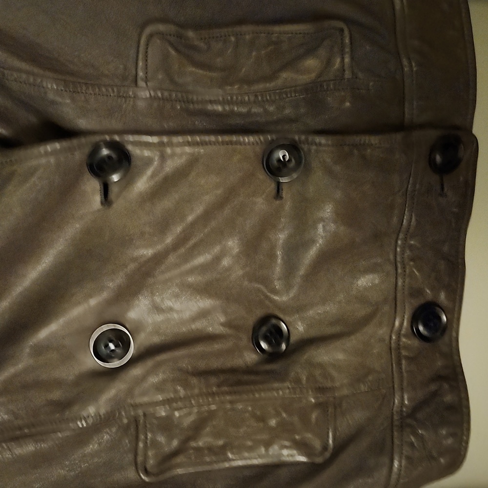 GAP Leather Jacket, Moss Green Colour, Size S, EUC - Picture 3 of 5